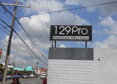 Signboard of 129PRO, home to Skin Institute of Jamaica, at 129 Hope Road, Kingston, St. Andrew Parish, JM.