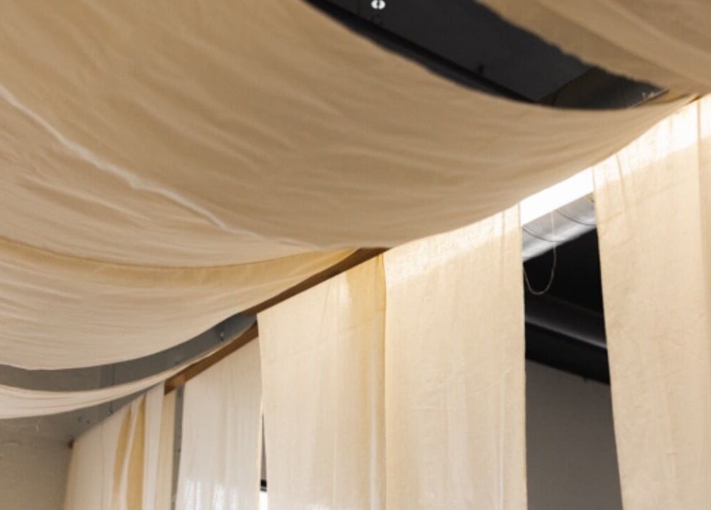 Elegant drapes create a serene ambiance at LGHTTouch in Philadelphia, Pennsylvania, US.