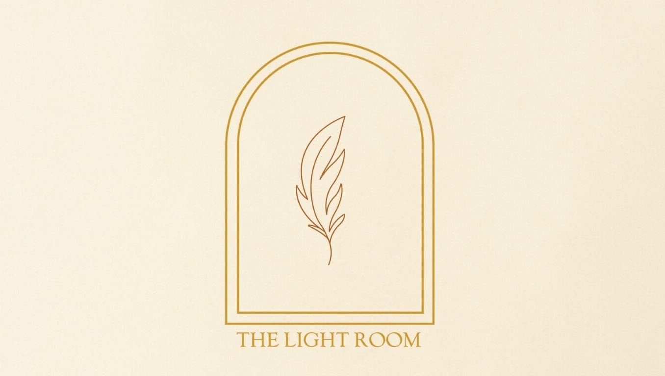 The Light Room minimalist logo with feather design, located in GB.