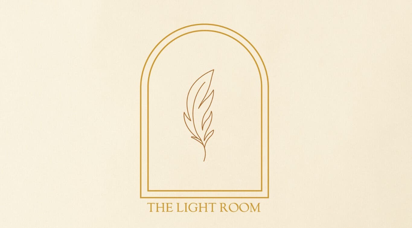 The Light Room minimalist logo with feather design, located in GB.
