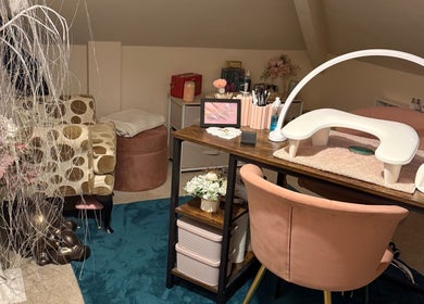 Nail station at The Beauty Room by Cassie, Huddersfield, England, GB with chic decor and tools.