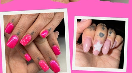 Vibrant nail designs at The Beauty Room by Cassie, Huddersfield, England, GB showcasing intricate pink patterns.