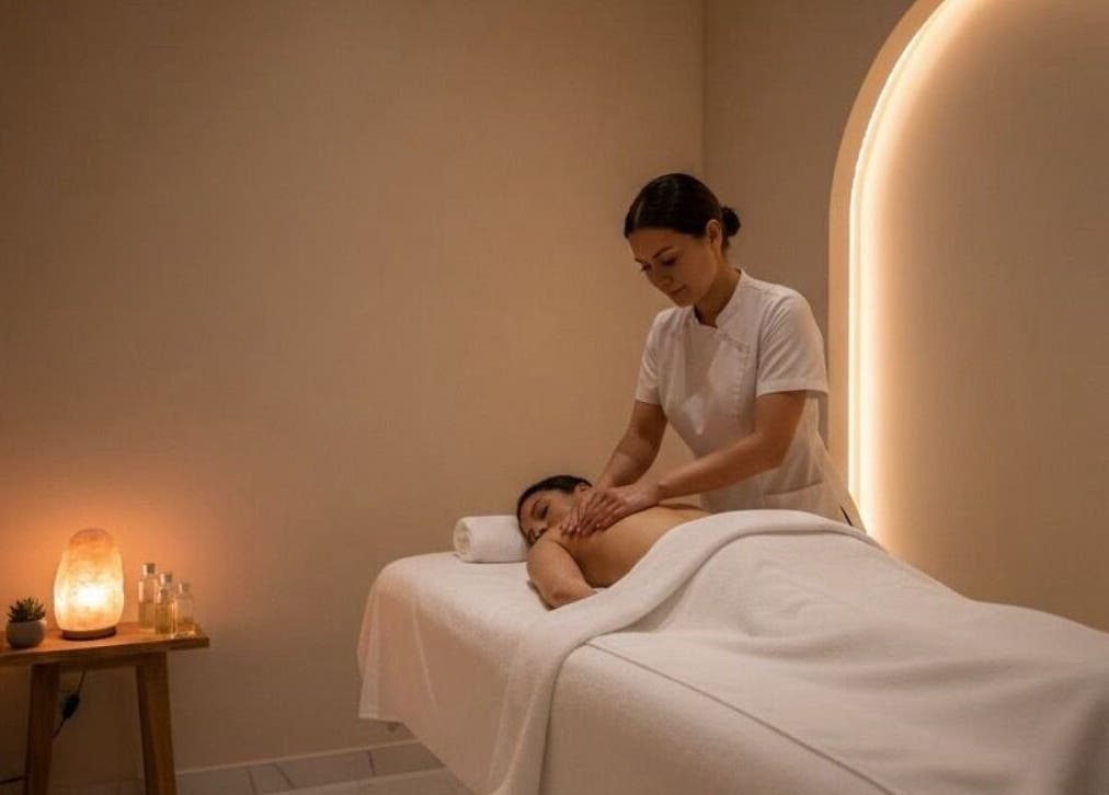 Séance de massage relaxante à Oumayma Beauty, Auxerre, Bourgogne-Franche-Comté, FR. Ambiance douce et apaisante.