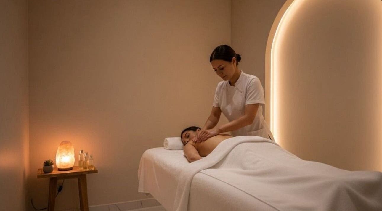 Séance de massage relaxante à Oumayma Beauty, Auxerre, Bourgogne-Franche-Comté, FR. Ambiance douce et apaisante.