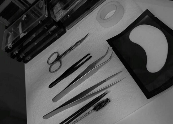 Essential lash tools at The Lash Lounge, Kingston, St. Andrew Parish, JM, showcasing precision and quality.