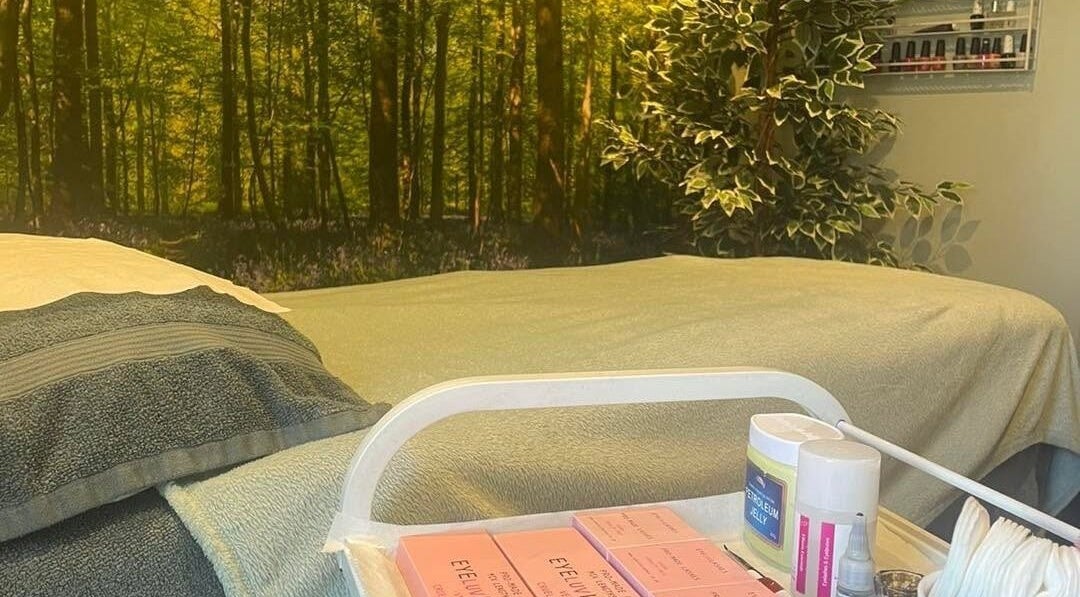 Relaxing therapy room at Lucy Brind Beauty and Complementary Therapy, Cirencester, England, GB.