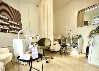 Cozy nail salon interior at Taisiya Harding Nail Technician, Torquay, England, GB, showcasing a modern workspace.