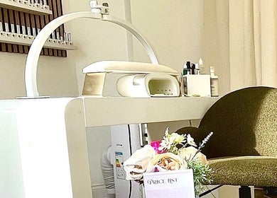 Elegant nail station at Taisiya Harding Nail Technician, Torquay, England, GB, showcasing premium nail care setup.