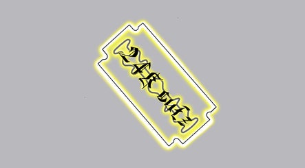 Barbershop 24K Cutz razor blade logo in neon yellow, Stara Zagora, Stara Zagora, BG.