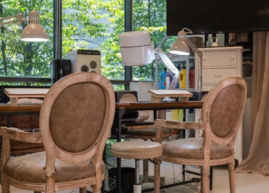 Elegant studio chairs at Brownee Studio x TNC Gallery, Singapore, SG, ideal for beauty treatments.