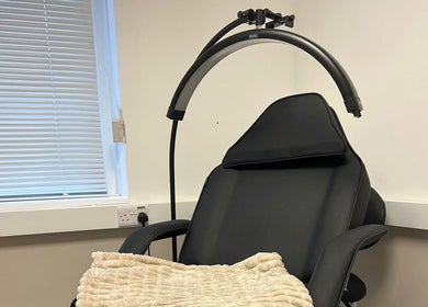 Luxurious relaxation chair at Urban Beauty by Leigha, Southampton, England, GB, with modern design and comfort.