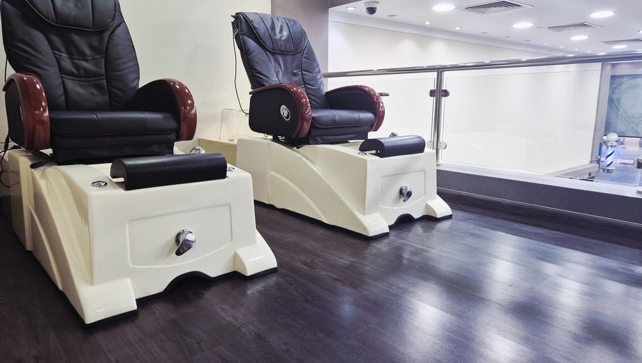 Luxurious pedicure chairs at KUPA CARELINE SALON, Arad, Muḥāfaẓat Al-muḥarraq, BH, offering comfort and style.