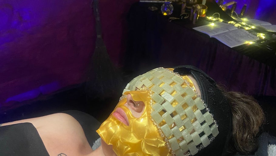 Luxury facial treatment with unique gold mask at Sorceress Beauty, Manchester, England, GB.