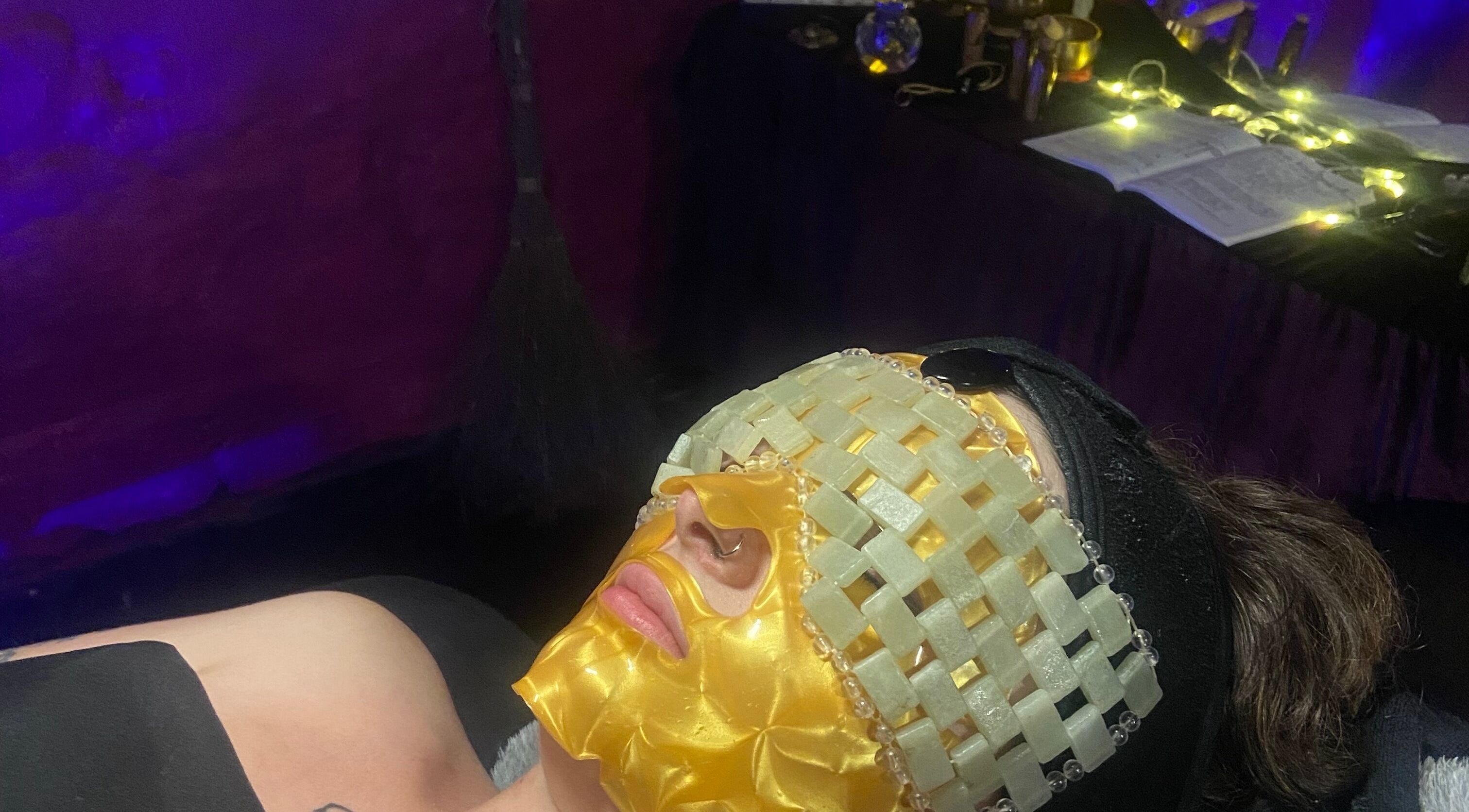 Luxury facial treatment with unique gold mask at Sorceress Beauty, Manchester, England, GB.