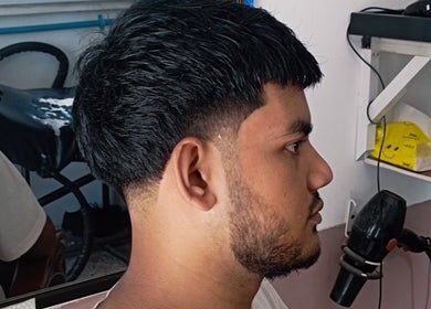 Close-up side view of a modern haircut at Barber shop, Yangon, Yangon Region, MM.