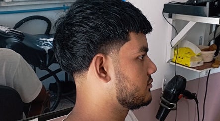 Close-up side view of a modern haircut at Barber shop, Yangon, Yangon Region, MM.