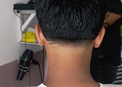 Close-up of a fresh haircut showcasing a clean fade at Barber Shop, Yangon, Yangon Region, MM.
