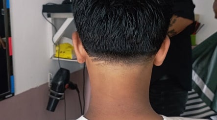 Close-up of a fresh haircut showcasing a clean fade at Barber Shop, Yangon, Yangon Region, MM.