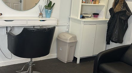 Modern styling chair and station at Alycelhair, Wythenshawe, England, GB salon.