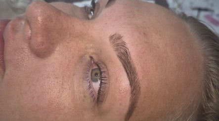 Close-up of perfectly shaped eyebrows at Beauty By Irena, Epsom, England, GB.