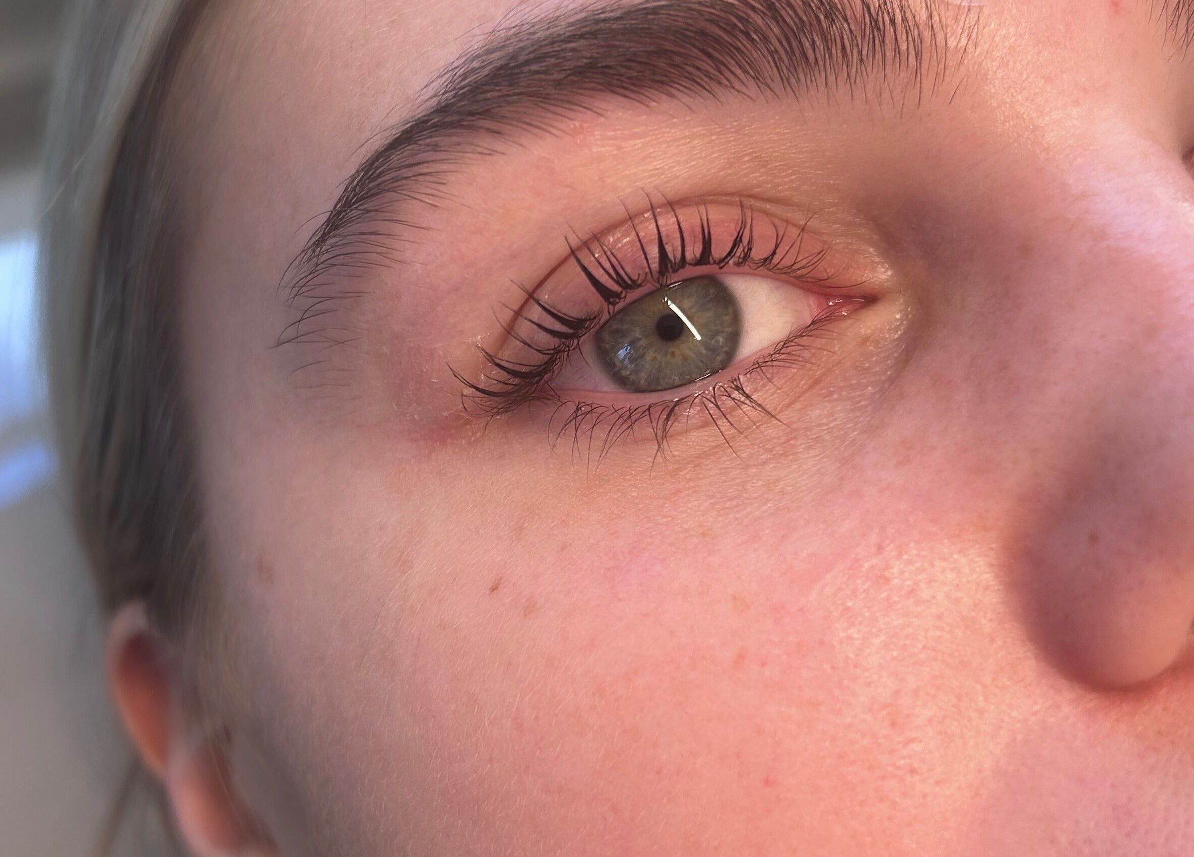 Close-up of expertly sculpted eyelashes at Studio by Mimi, Bedford, England, GB.