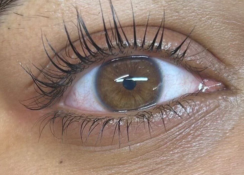 Close-up of expertly treated lashes at Studio by Mimi, Bedford, England, GB.