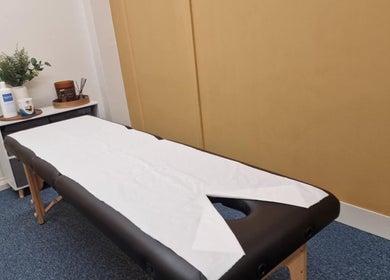 Treatment room at Revive Sports Therapy And Massage in York, England, GB, featuring a massage table.