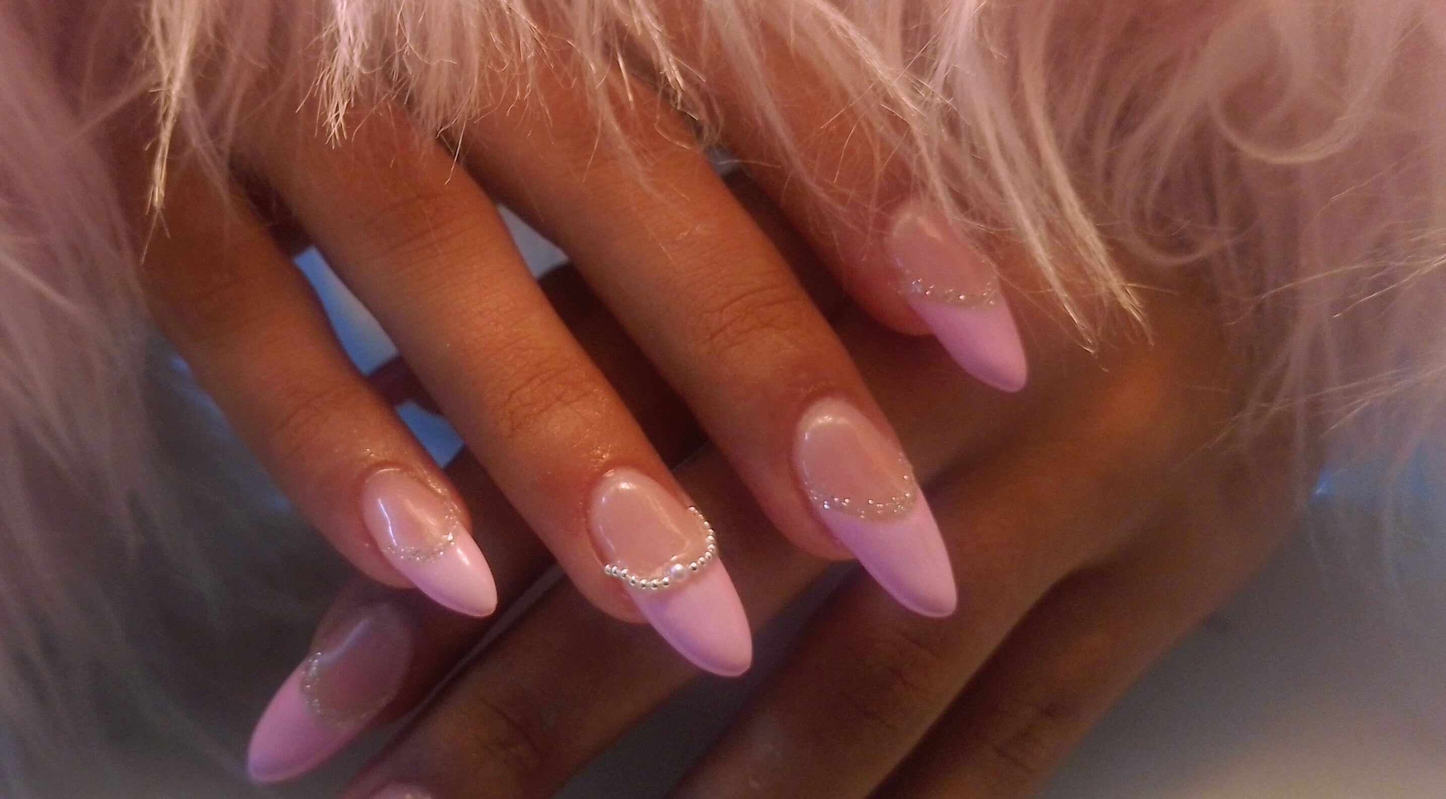 Elegant pink manicured nails at Isabella's Nails and Beauty, Cape Town, Western Cape, ZA.
