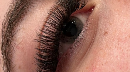 Close-up of expertly applied eyelash extensions at SV Beauty, Aberdeen, GB.