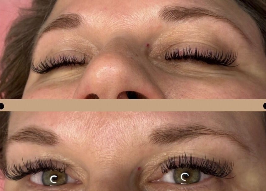 Close-up of eyelash extensions at S&S Beauty Services, Madeley, England, GB.
