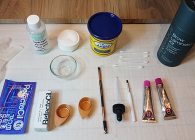 Brow lamination kit at Lemaître, Sandton, Gauteng, ZA showcases high-quality beauty tools and ingredients.