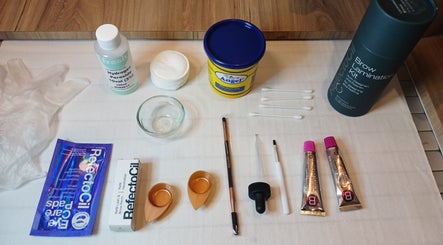 Brow lamination tools at Lemaître Aesthetics, Sandton, Gauteng, ZA, showcasing high-quality beauty products.