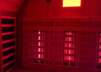 Infrared sauna at Rise and Fall Wellness, Kallaroo, Western Australia, AU, offering a calming wellness experience.