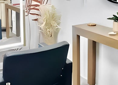 Chic seating area at Marmac Studio, Chula Vista, California, US with plants and modern decor.