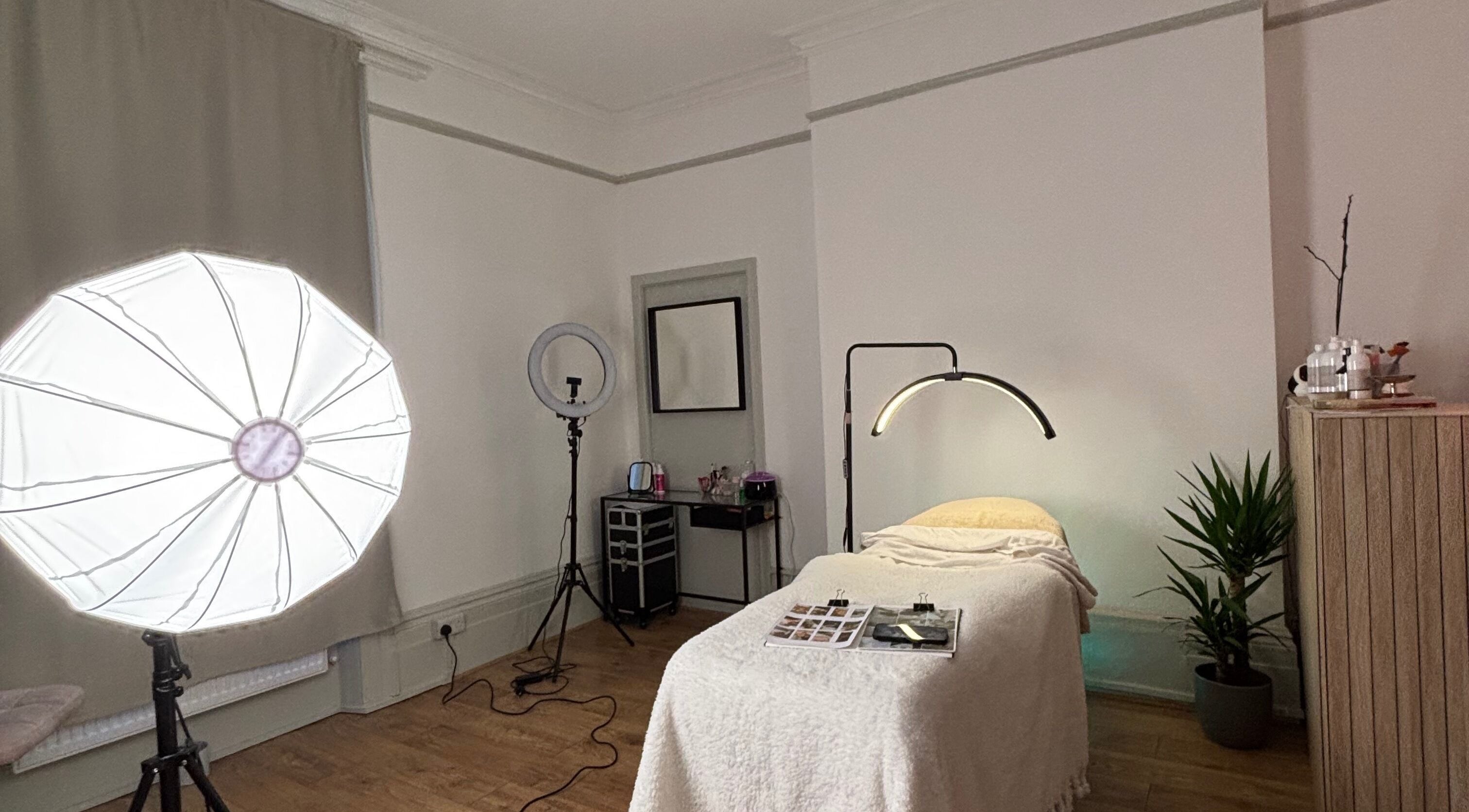 Beauty treatment room at Face it with glow, Southampton, England, GB showcasing a relaxing ambiance.