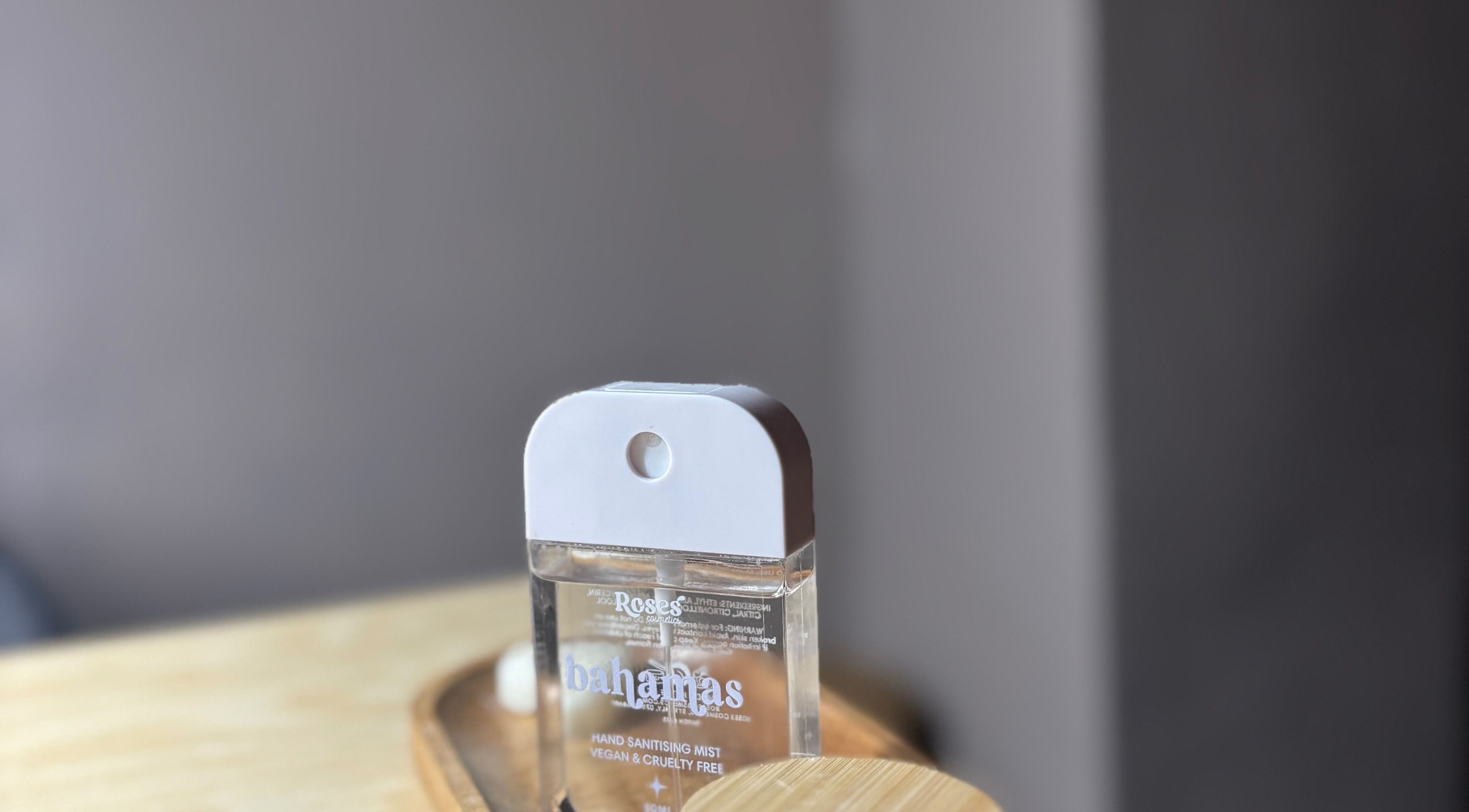 Sleek hand sanitizer bottle at Ruled by Venus Nail Co., Port Seton, Scotland, GB.