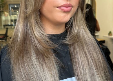 Stylish long layered hair at Mirren Wordie Hair, Stirling, GB salon.
