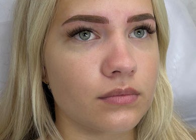 Perfectly shaped brows on a client at Tabitha Tweaks, Skelmersdale, England, GB.