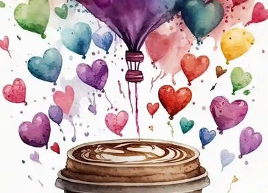 Vibrant heart coffee art at Essential Mobile Nails, Randburg, Gauteng, ZA.