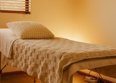 Calm massage table at Yvonne's Beauty and Massage, Cape Town, Western Cape, ZA.