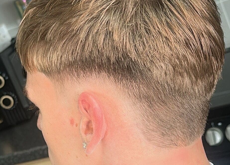 Close-up of a stylish haircut at KlipCulture Mobile Barber, Peterborough, England, GB, showcasing exquisite fade.