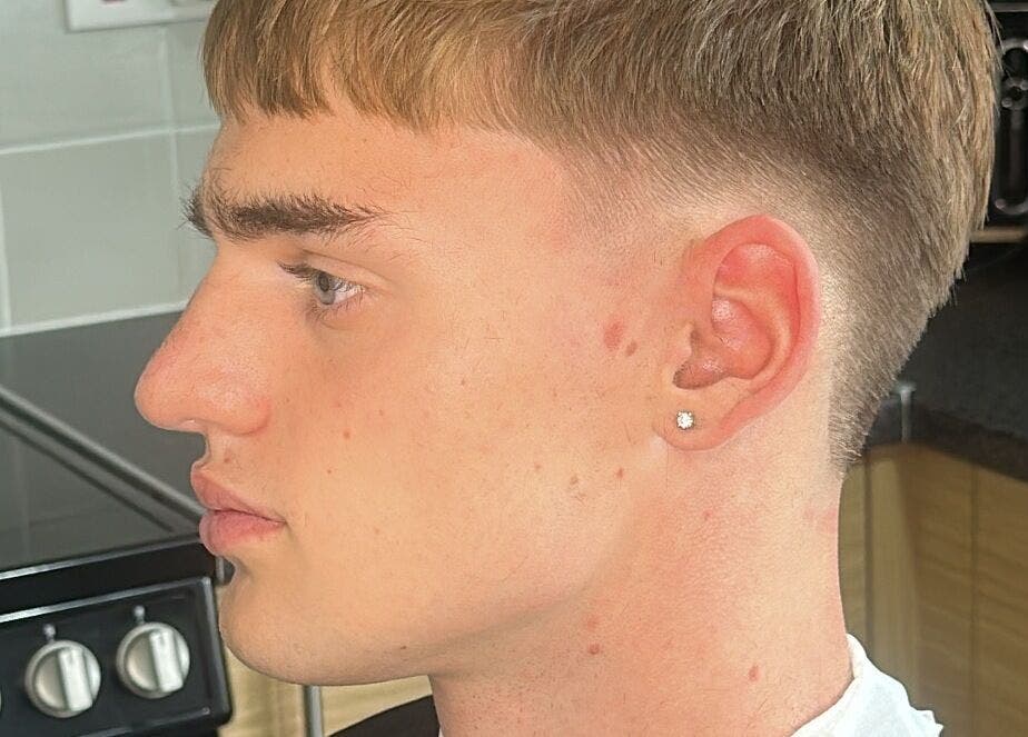 Close-up of a modern fade haircut at KlipCulture Mobile Barber, Peterborough, England, GB.