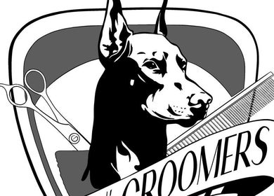 Bros N' Groomers logo featuring scissors and a comb in Lemesos, Lemesos, CY. Stylish and professional design.