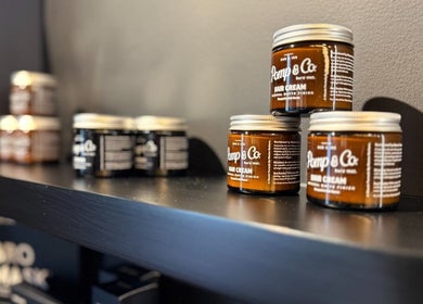 Hair cream products on display at Brocave Groomers, Dubai, Dubai, AE. Enhance your grooming experience.