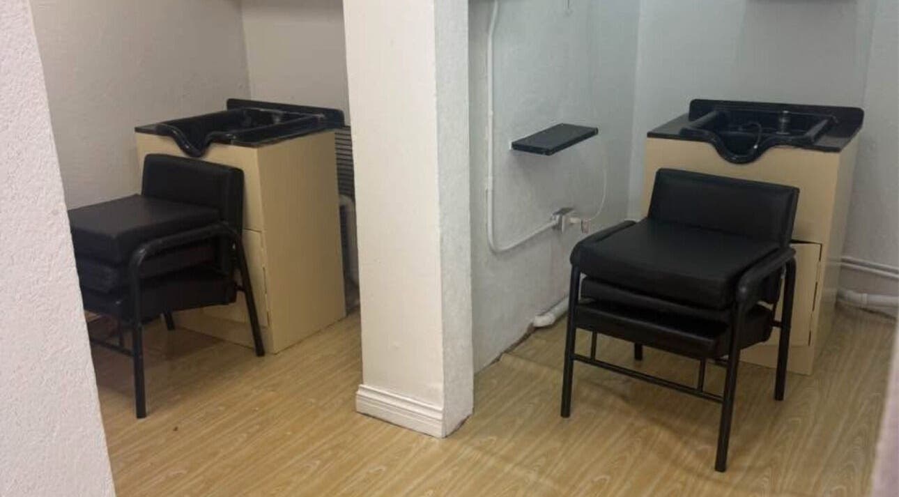 Comfortable salon chairs and sinks at Aura Beauty Hair & Nails, Bridgetown, Saint Michael, BB.
