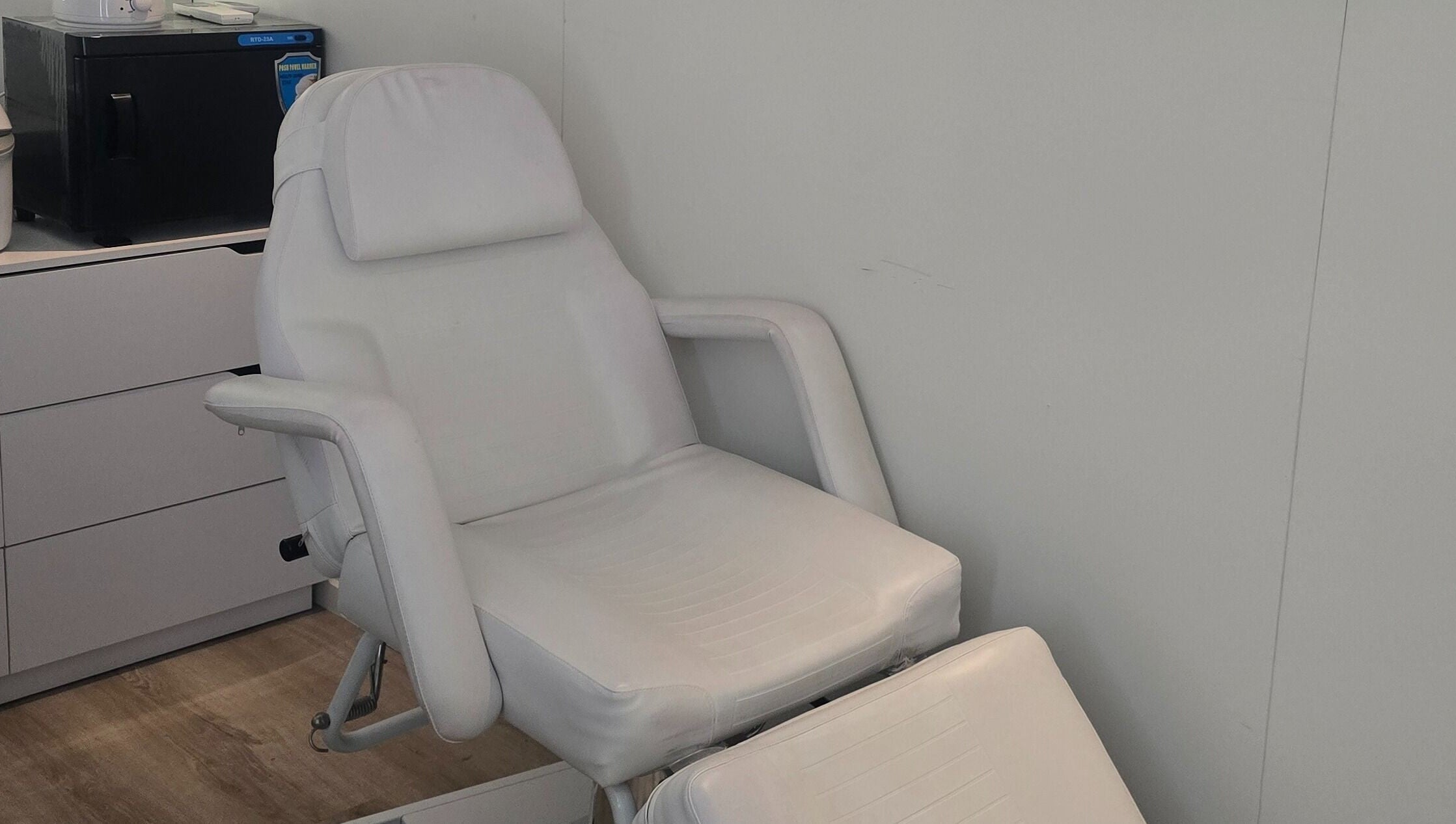 Comfortable treatment chair at Bella's Beauty in Christchurch, Canterbury Region, NZ.