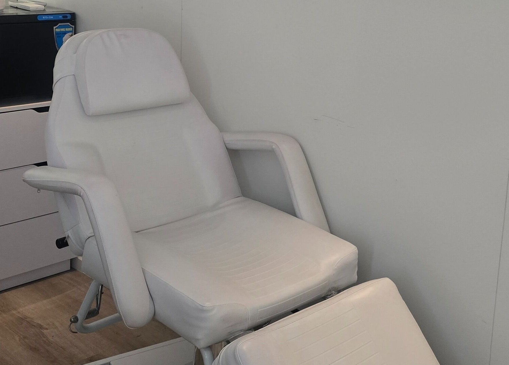 Comfortable treatment chair at Bella's Beauty in Christchurch, Canterbury Region, NZ.