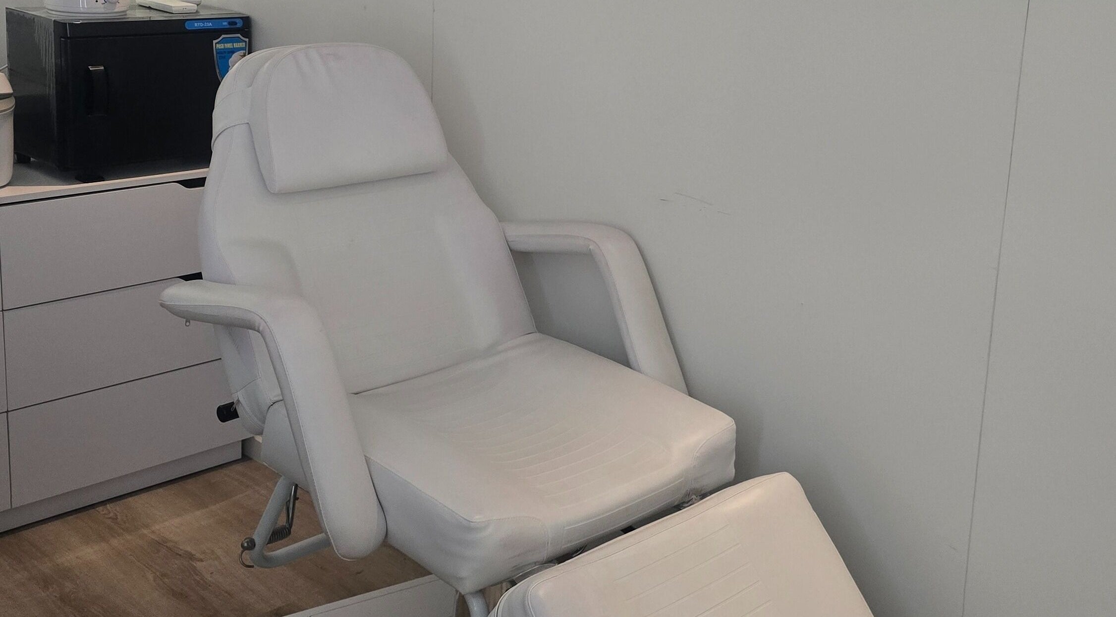 Comfortable treatment chair at Bella's Beauty in Christchurch, Canterbury Region, NZ.