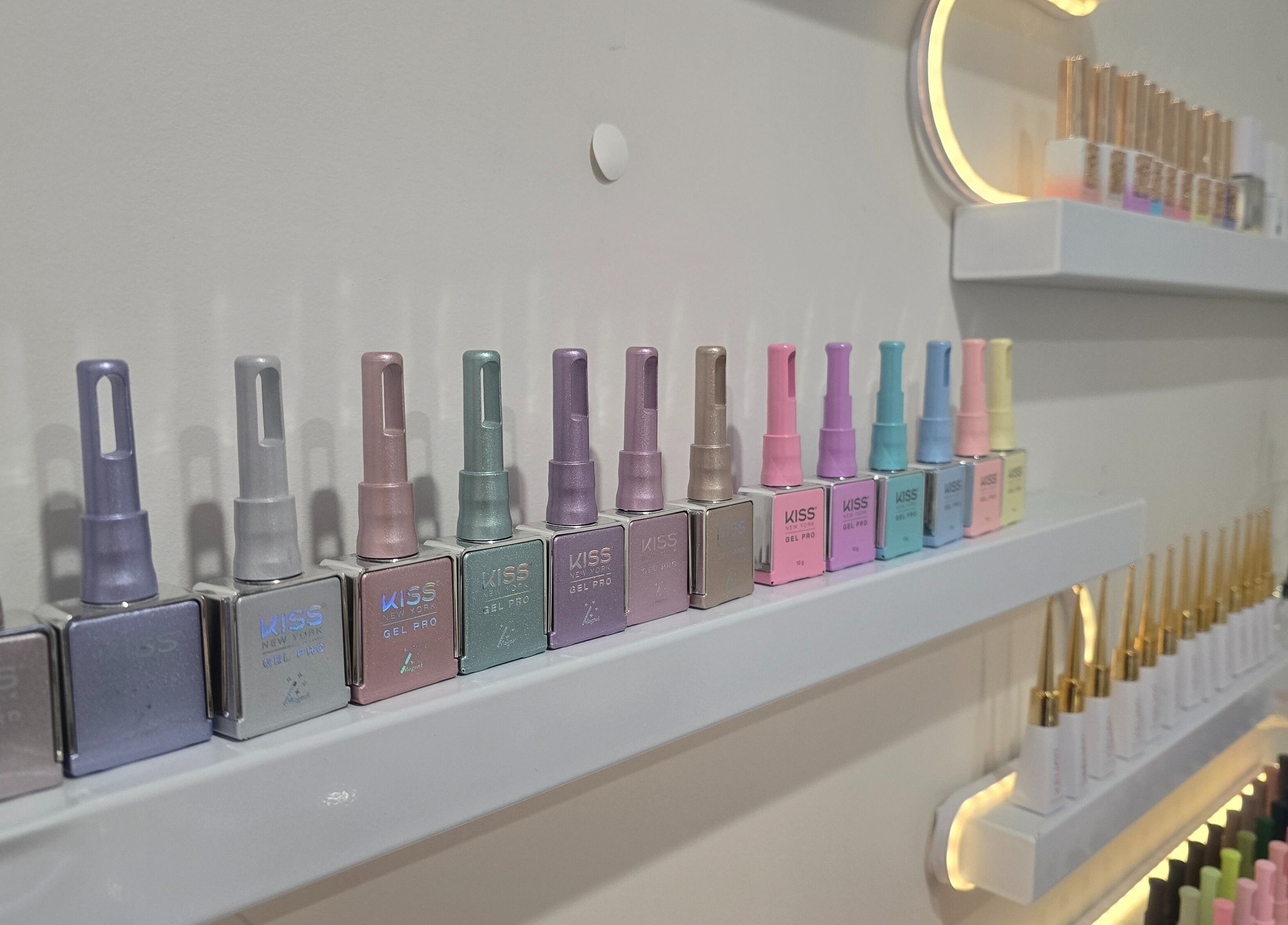 Bella's Beauty nail polish display at Christchurch, Canterbury Region, NZ. Featuring pastel gel polish.