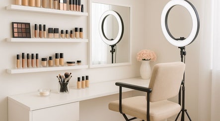 Bright makeup studio at makeupbymiri.au in Oran Park, New South Wales, AU with elegant cosmetics display.